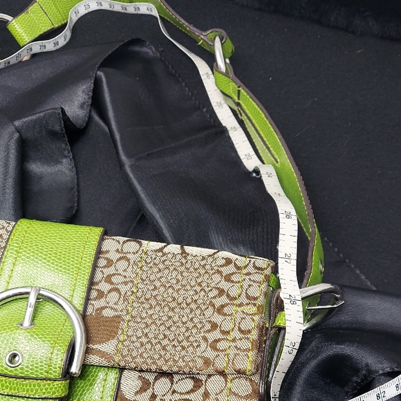 Coach Signature Patchwork Canvas Python Buckle Shoulder Bag - Picture 8 of 11